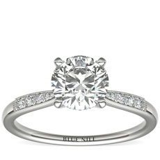 Petite Milgrain Diamond Engagement Ring in 14k White Gold (0.07 ct. tw.)